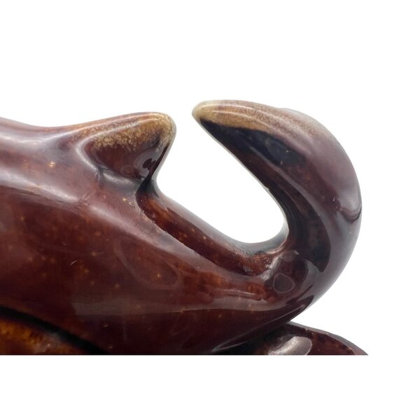 Vintage Whale Ceramic Ashtray / Trinket Dish Brown Dripware Figural Pottery - Picture 6 of 7